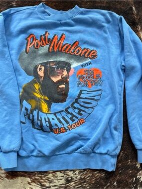 Post Malone F-1 Trillion Crewneck Sweatshirt Mens Medium Blue U.S. Tour 2024
